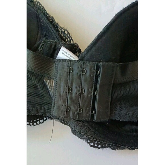 Body Form Bra Sz 40D Black Floral Lace Overlay Mesh Band Underwire Full Coverage - Picture 6 of 6